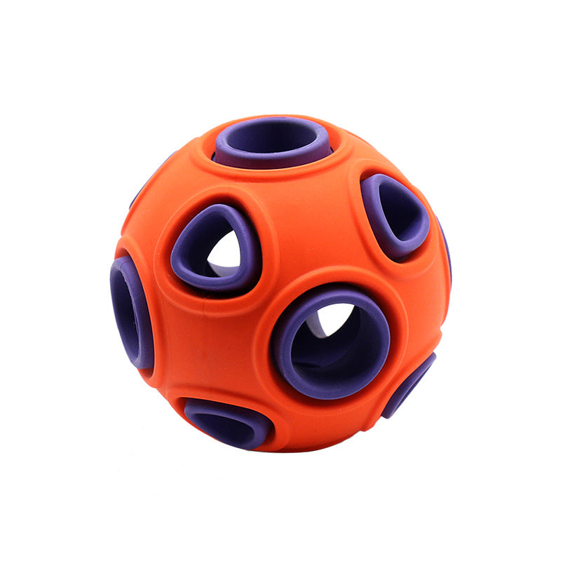 Glow-in-the-Dark Dog Toy Ball for Chewing, orange and purple, 40mm, durable rubber ball.