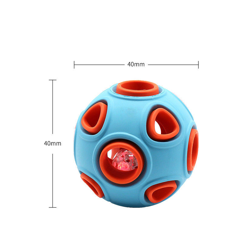 Glow-in-the-Dark Dog Toy Ball for Chewing, orange and purple, 40mm, durable rubber ball.