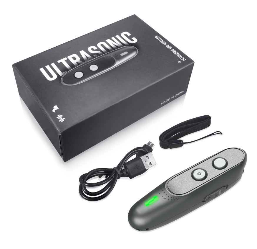 Customizable Ultrasonic Handheld Pet Trainer for Outdoors with box and USB cable included