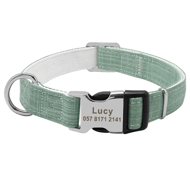 Customizable Anti-Lost Pet Dog Collar with engraved ID tag in pink color