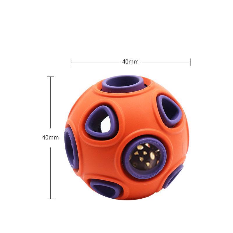 Glow-in-the-Dark Dog Toy Ball for Chewing, orange and purple, 40mm, durable rubber ball.