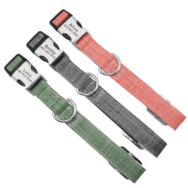 Customizable Anti-Lost Pet Dog Collar with engraved ID tag in pink color