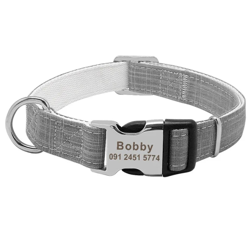 Customizable Anti-Lost Pet Dog Collar with engraved ID tag in pink color